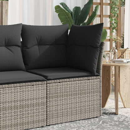 Garten-Ecksofa mit Kissen Grau Poly Rattan