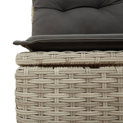 Gartensofa ohne Armlehnen mit Kissen Hellgrau Poly Rattan