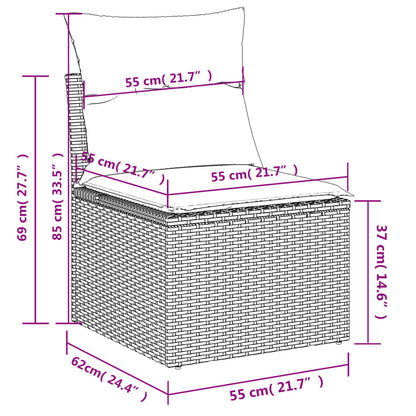 Gartensofa ohne Armlehnen mit Kissen Hellgrau Poly Rattan