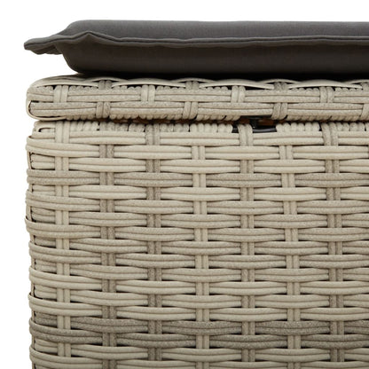 Gartenhocker mit Kissen Hellgrau 55x55x37 cm Poly Rattan