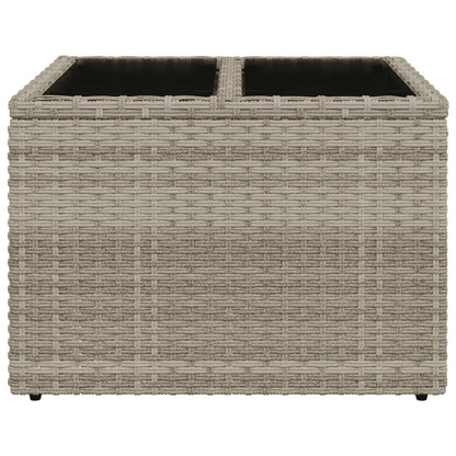 Gartentisch mit Glasplatte Hellgrau 55x55x37 cm Poly Rattan