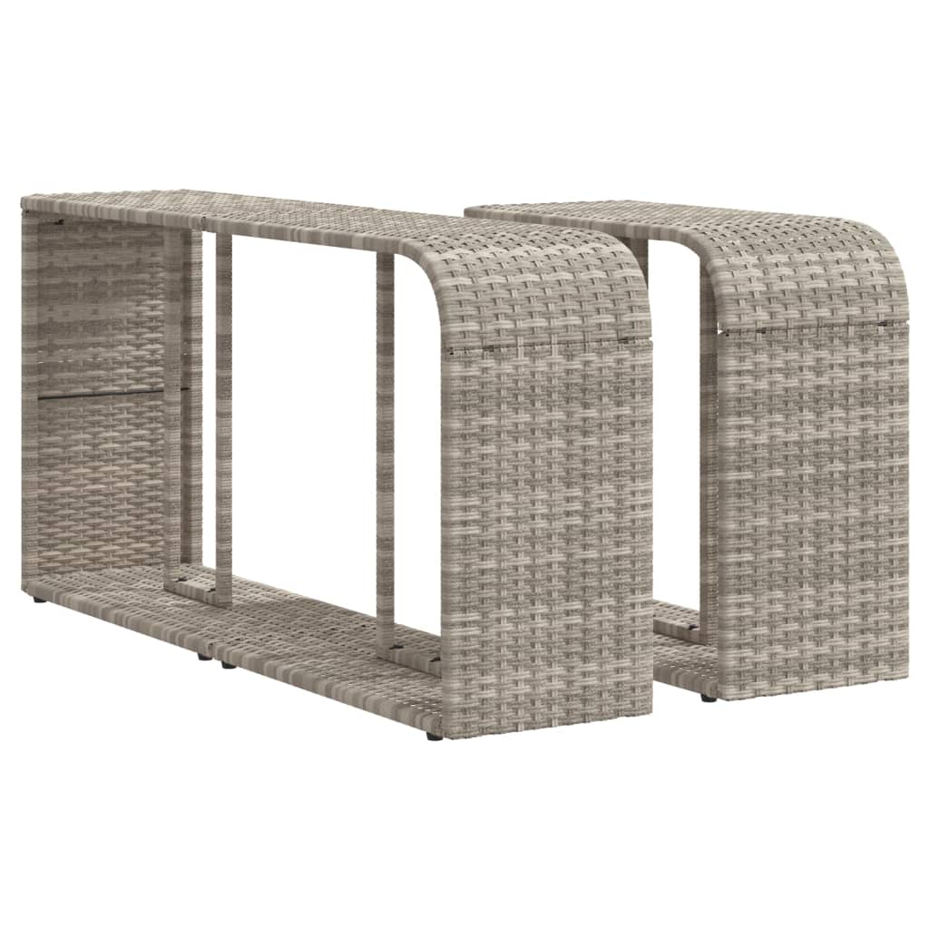 Outdoor-Rgale 2 Stk. Hellgrau Poly Rattan