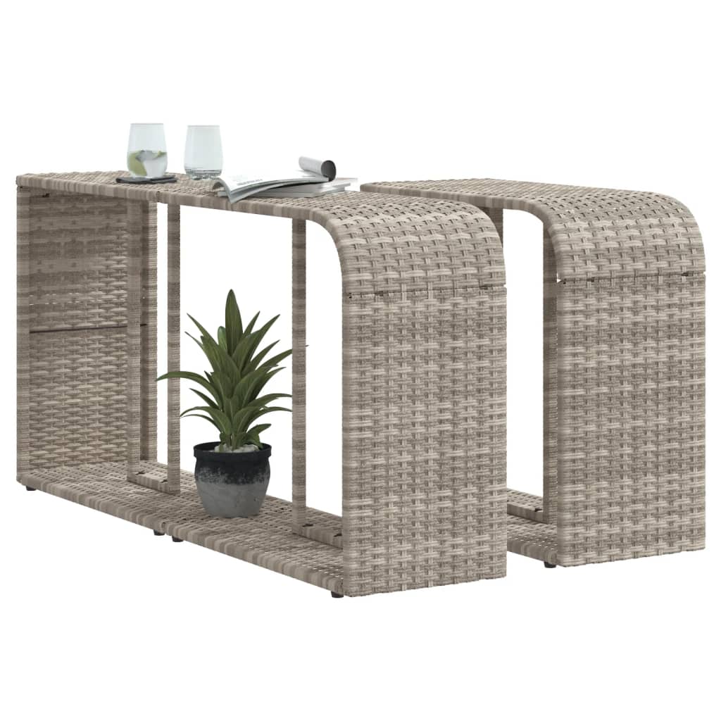 Outdoor-Rgale 2 Stk. Hellgrau Poly Rattan