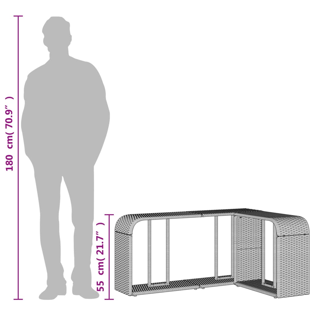 Outdoor-Rgale 2 Stk. Hellgrau Poly Rattan