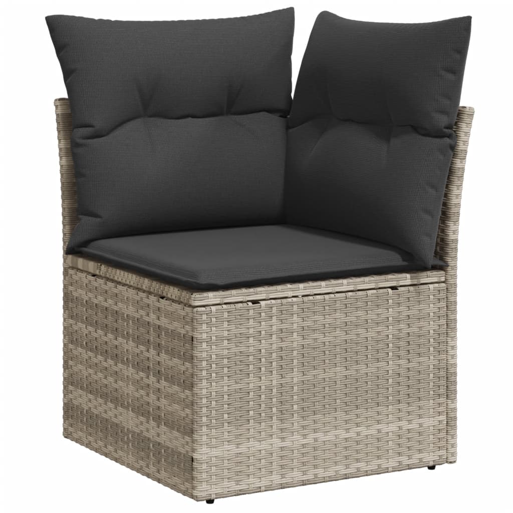 Garten-Ecksofa mit Kissen Hellgrau Poly Rattan