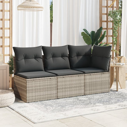 Garten-Ecksofa mit Kissen Hellgrau Poly Rattan