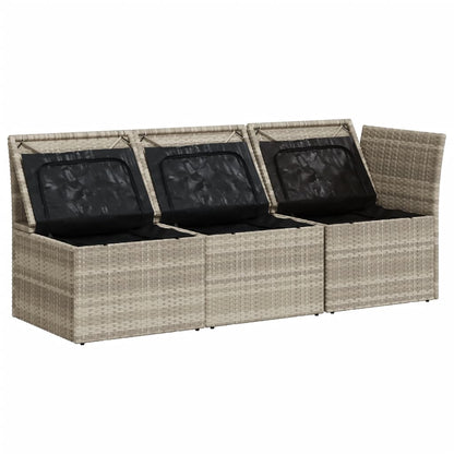 Gartensofa mit Kissen 3-Sitzer Hellgrau Poly Rattan