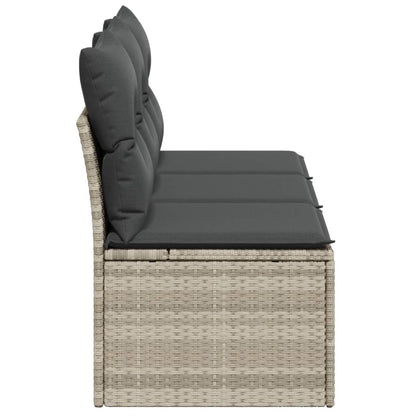 Gartensofa mit Kissen 3-Sitzer Hellgrau Poly Rattan