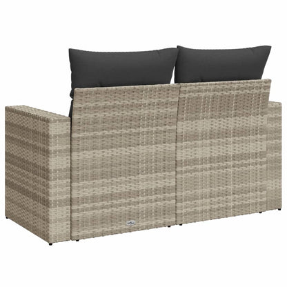 Gartensofa mit Kissen 2-Sitzer Hellgrau Poly Rattan