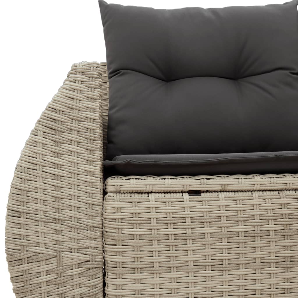 Gartensofa mit Kissen 2-Sitzer Hellgrau Poly Rattan