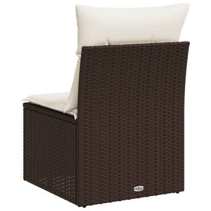 Gartensofa ohne Armlehnen mit Kissen Braun Poly Rattan