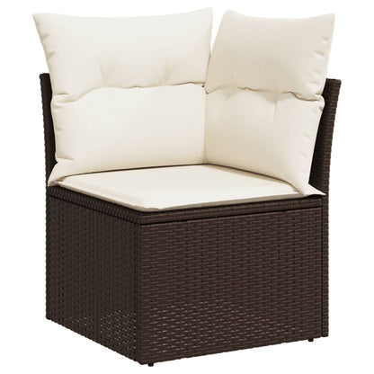 Garten-Ecksofa mit Kissen Braun Poly Rattan