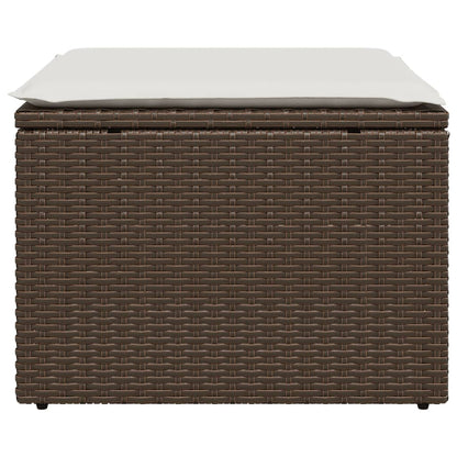 Gartenhocker mit Kissen Braun 55x55x37 cm Poly Rattan