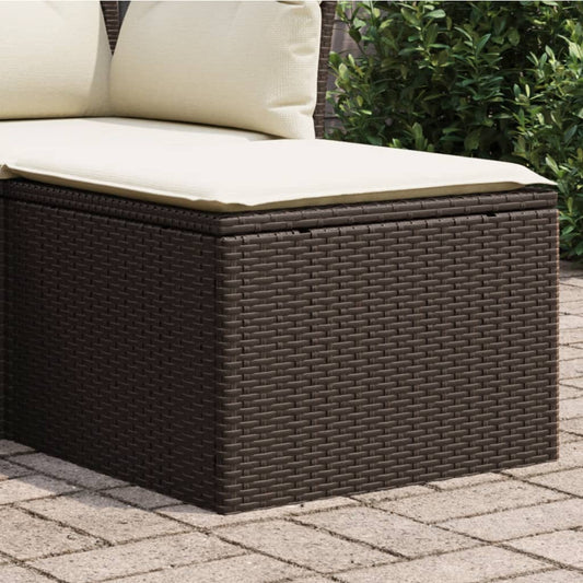 Gartenhocker mit Kissen Braun 55x55x37 cm Poly Rattan