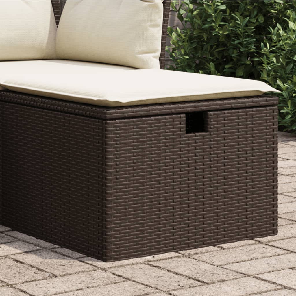 Gartenhocker mit Kissen Braun 55x55x37 cm Poly Rattan