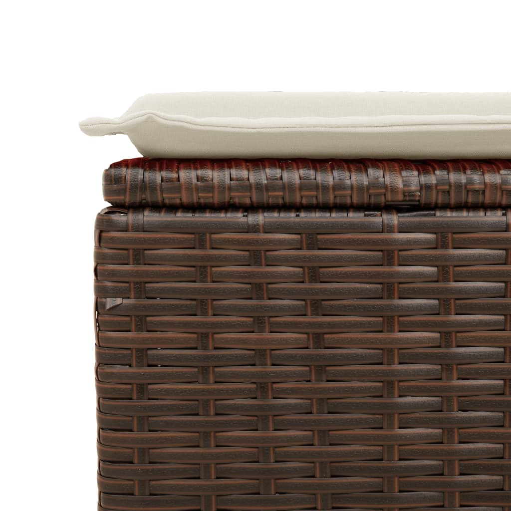 Gartenhocker mit Kissen Braun 55x55x37 cm Poly Rattan