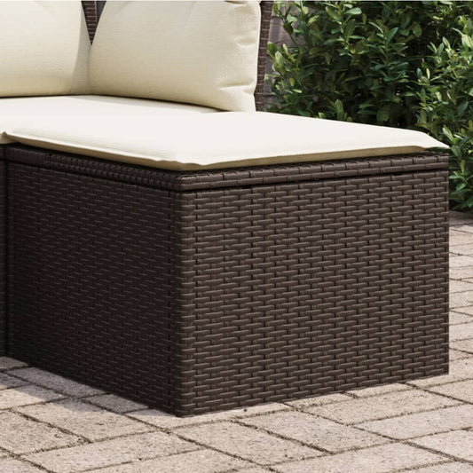 Gartenhocker mit Kissen Braun 55x55x37 cm Poly Rattan