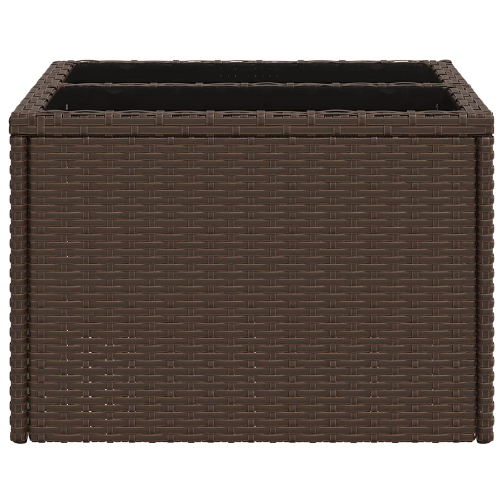 Gartentisch mit Glasplatte Braun 55x55x37 cm Poly Rattan