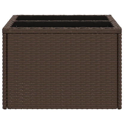 Gartentisch mit Glasplatte Braun 55x55x37 cm Poly Rattan