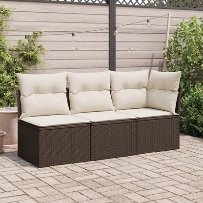 Gartensessel ohne Armlehnen mit Kissen Braun Poly Rattan