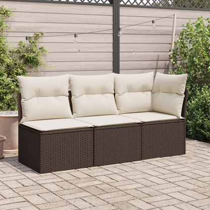 Garten-Ecksofa mit Kissen Braun Poly Rattan