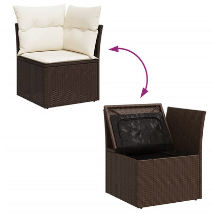 Garten-Ecksofa mit Kissen Braun Poly Rattan