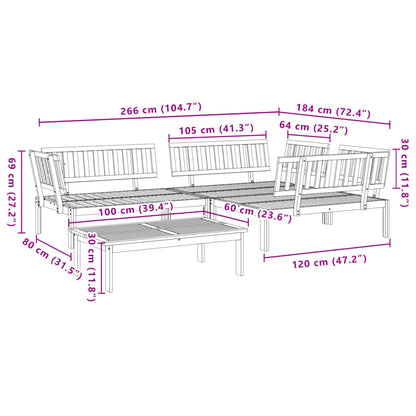 4-tlg. Garten-Sofagarnitur aus Paletten Massivholz Akazie