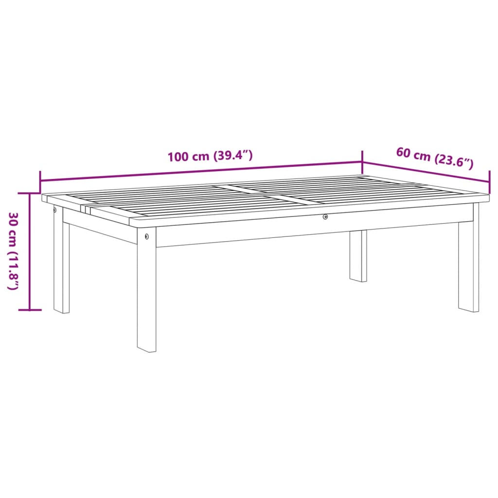 Gartentisch 100x60x30 cm Massivholz Akazie