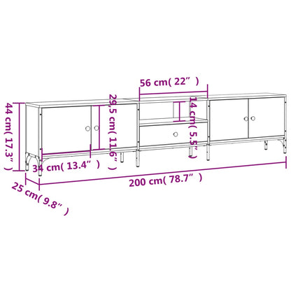 TV-Schrank mit Schublade Braun Eiche 200x25x44 cm Holzwerkstoff