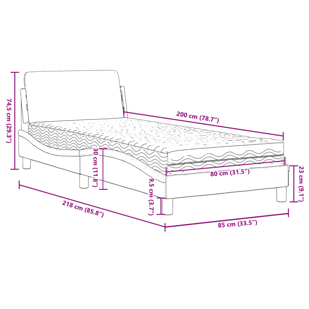 Bett mit Matratze Schwarz 80x200 cm Kunstleder