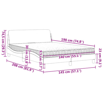 Bett mit Matratze Dunkelgrau 140x190 cm Stoff