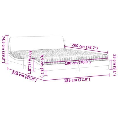 Bett mit Matratze Hellgrau 180x200 cm Stoff