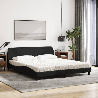 Bett mit Matratze Schwarz 180x200 cm Stoff