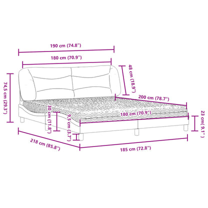 Bett mit Matratze Hellgrau 180x200 cm Stoff