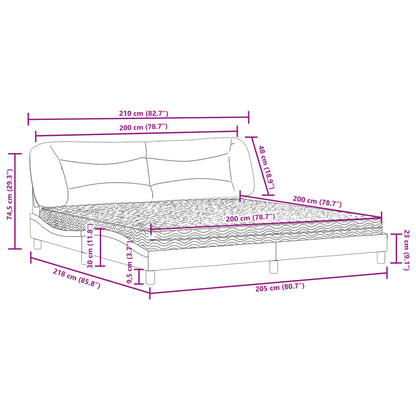 Bett mit Matratze Schwarz 200x200 cm Stoff