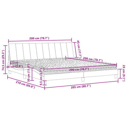 Bett mit Matratze Dunkelgrau 200x200 cm Samt