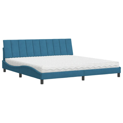 Bett mit Matratze Blau 200x200 cm Samt