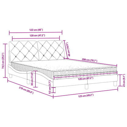 Bett mit Matratze Dunkelgrau 120x200 cm Samt