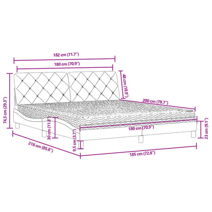 Bett mit Matratze Hellgrau 180x200 cm Samt