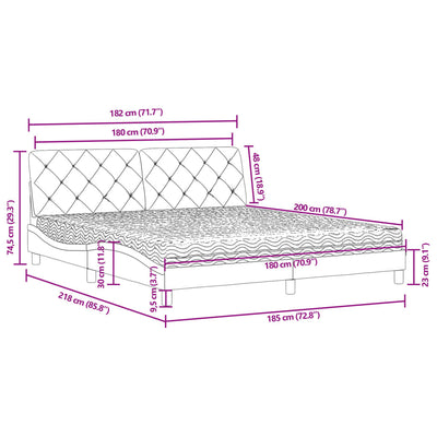 Bett mit Matratze Blau 180x200 cm Samt