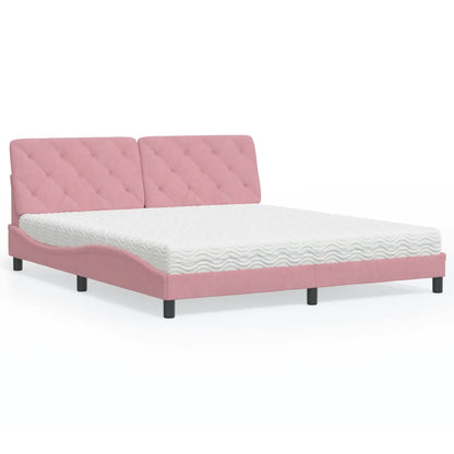 Bett mit Matratze Rosa 180x200 cm Samt