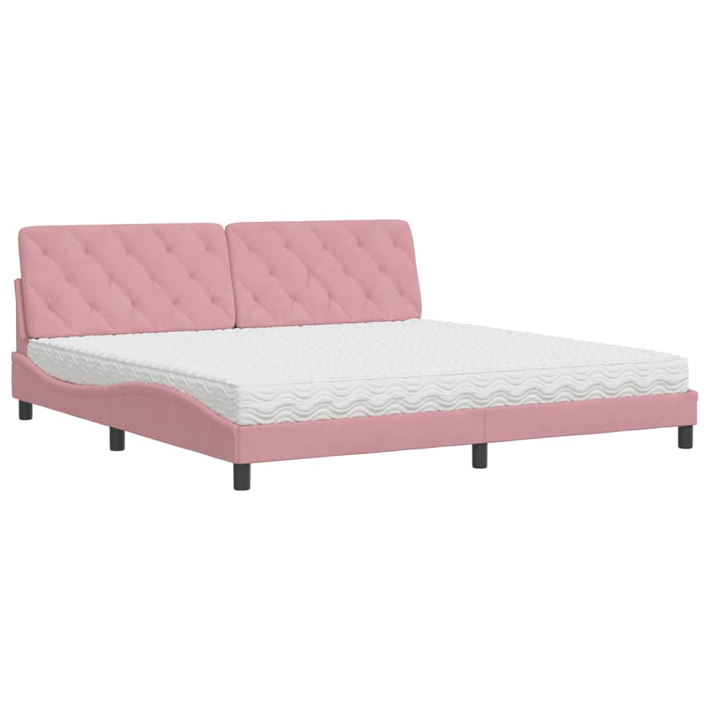 Bett mit Matratze Rosa 200x200 cm Samt