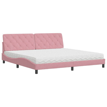 Bett mit Matratze Rosa 200x200 cm Samt