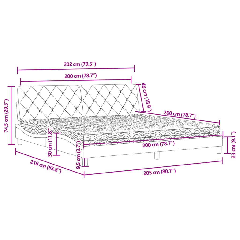 Bett mit Matratze Rosa 200x200 cm Samt