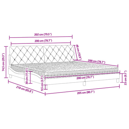 Bett mit Matratze Rosa 200x200 cm Samt