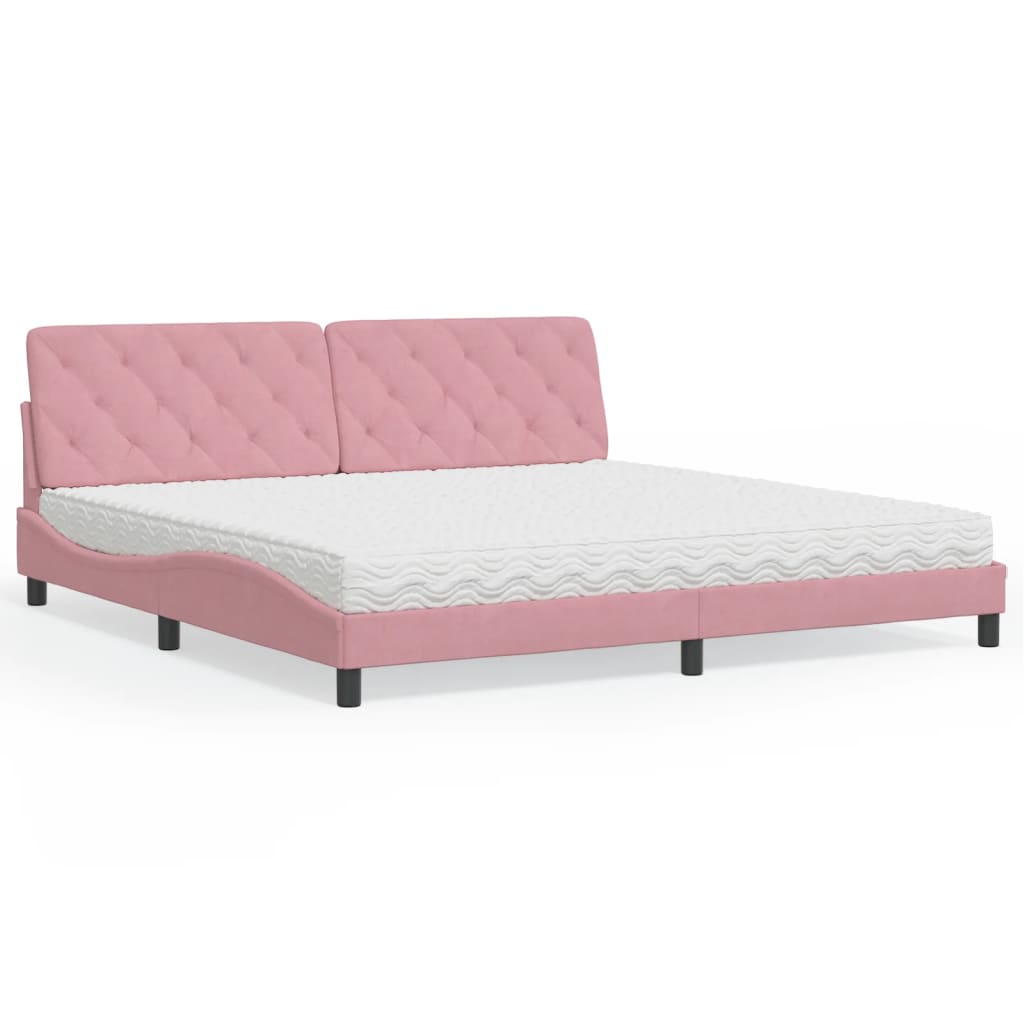 Bett mit Matratze Rosa 200x200 cm Samt