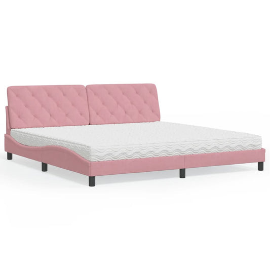 Bett mit Matratze Rosa 200x200 cm Samt