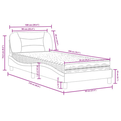 Bett mit Matratze Schwarz 90x200 cm Kunstleder