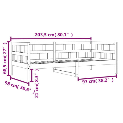 Tagesbett ohne Matratze Wachsbraun 90x200 cm Massivholz Kiefer