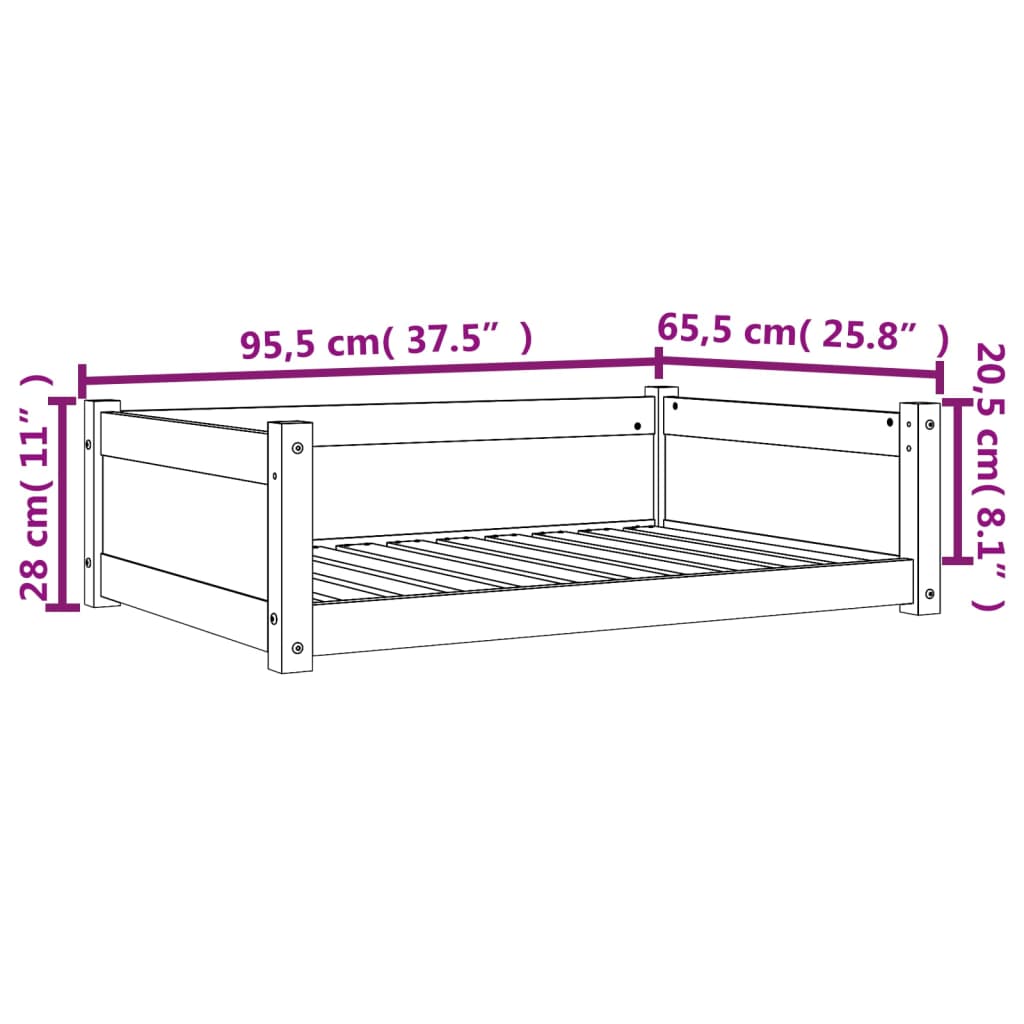 Hundebett Wachsbraun 95,5x65,5x28 cm Massivholz Kiefer